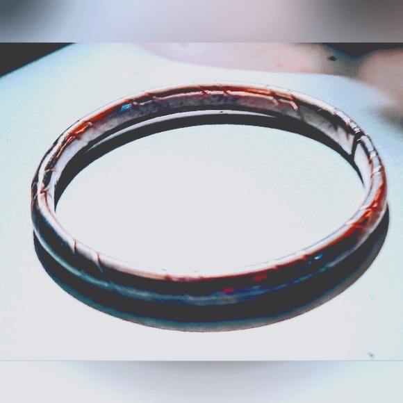 Vintage Sterling Silver  9.25  Bangle 7" , 15 MM stripe design pattern bracelet. - Picture 5 of 7